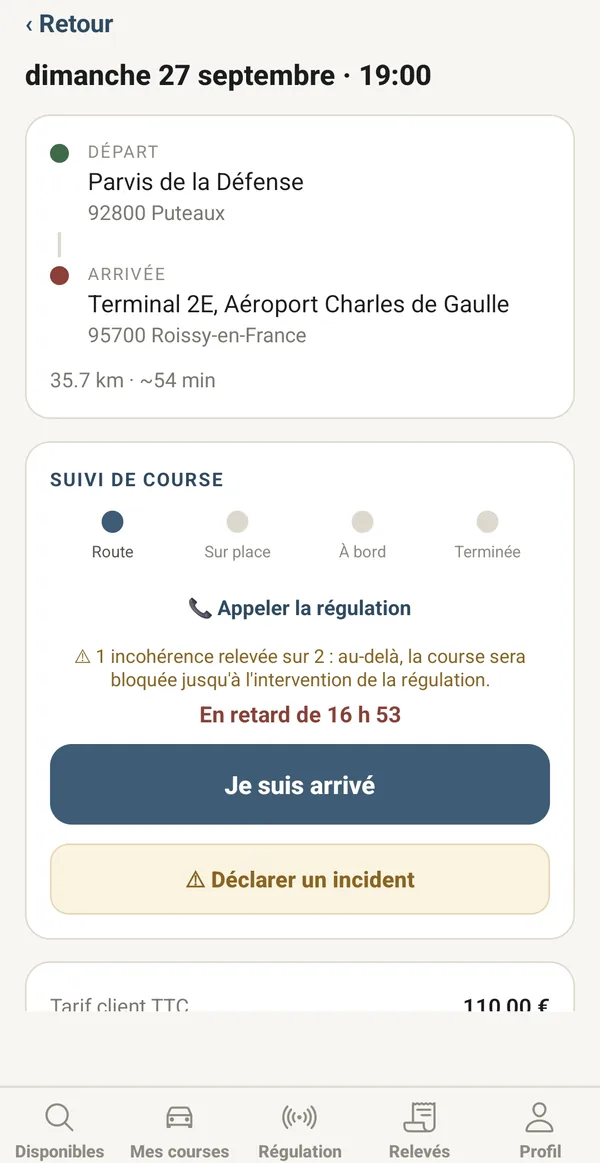 Le suivi de course — capture de MySerenys Driver